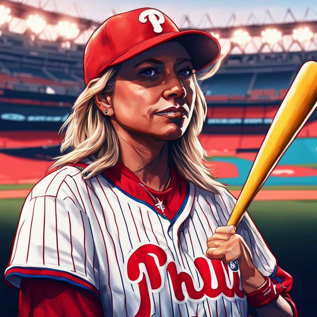 Tara Strong as a Phillies Baseball Player in Hyperrealistic ...
