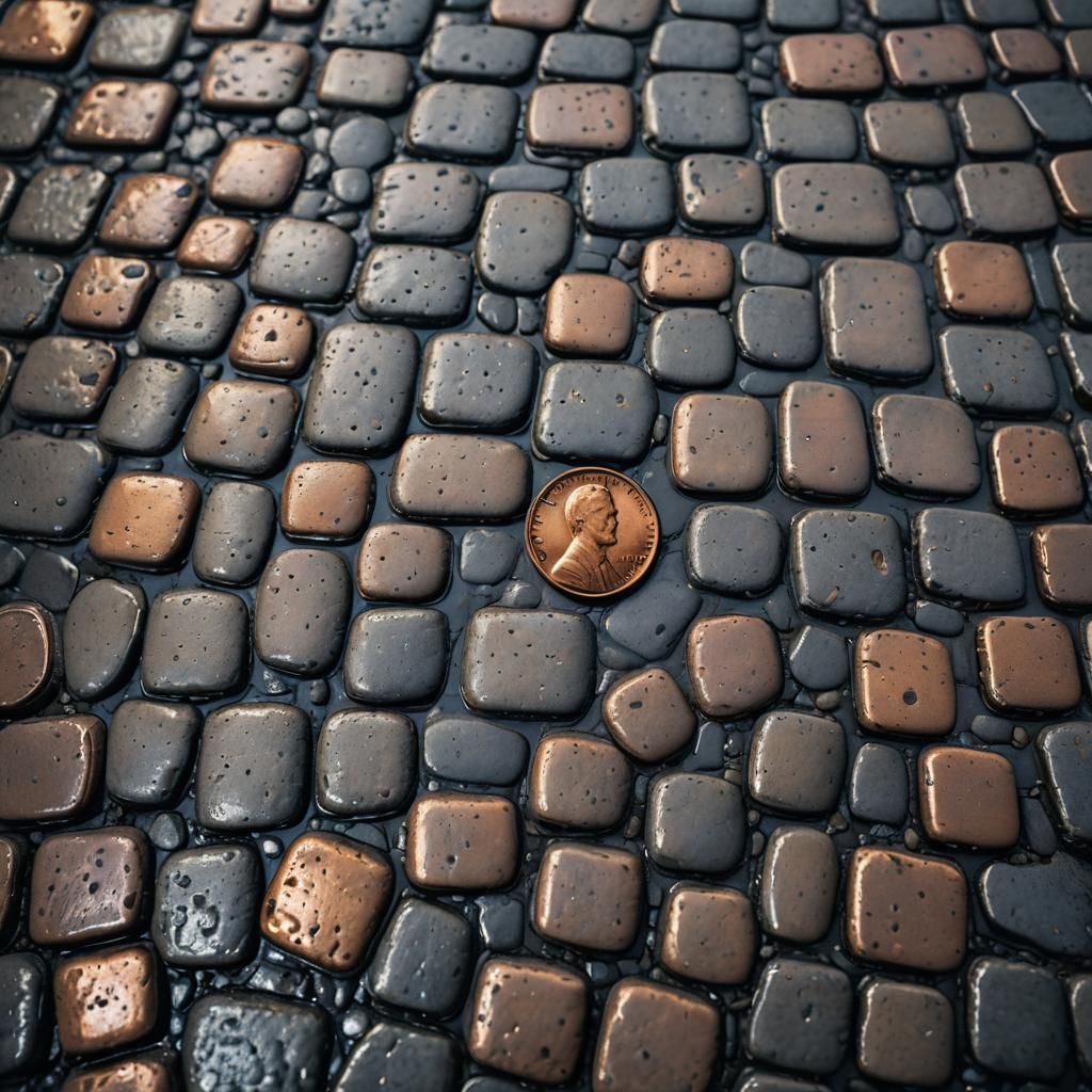 Moody Penny in Misty Alleyway: Hyper-Realistic Photo