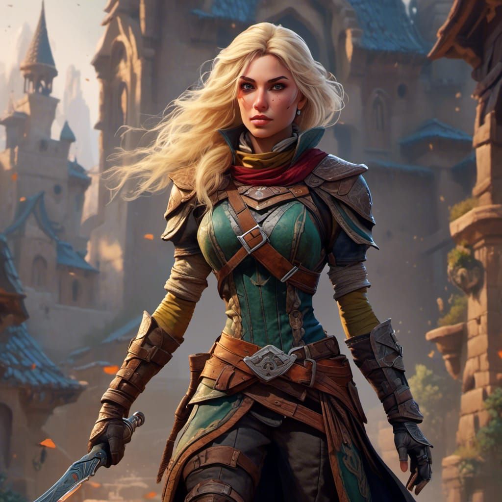 Detailed Blonde Rogue in Fantasy Concept Art