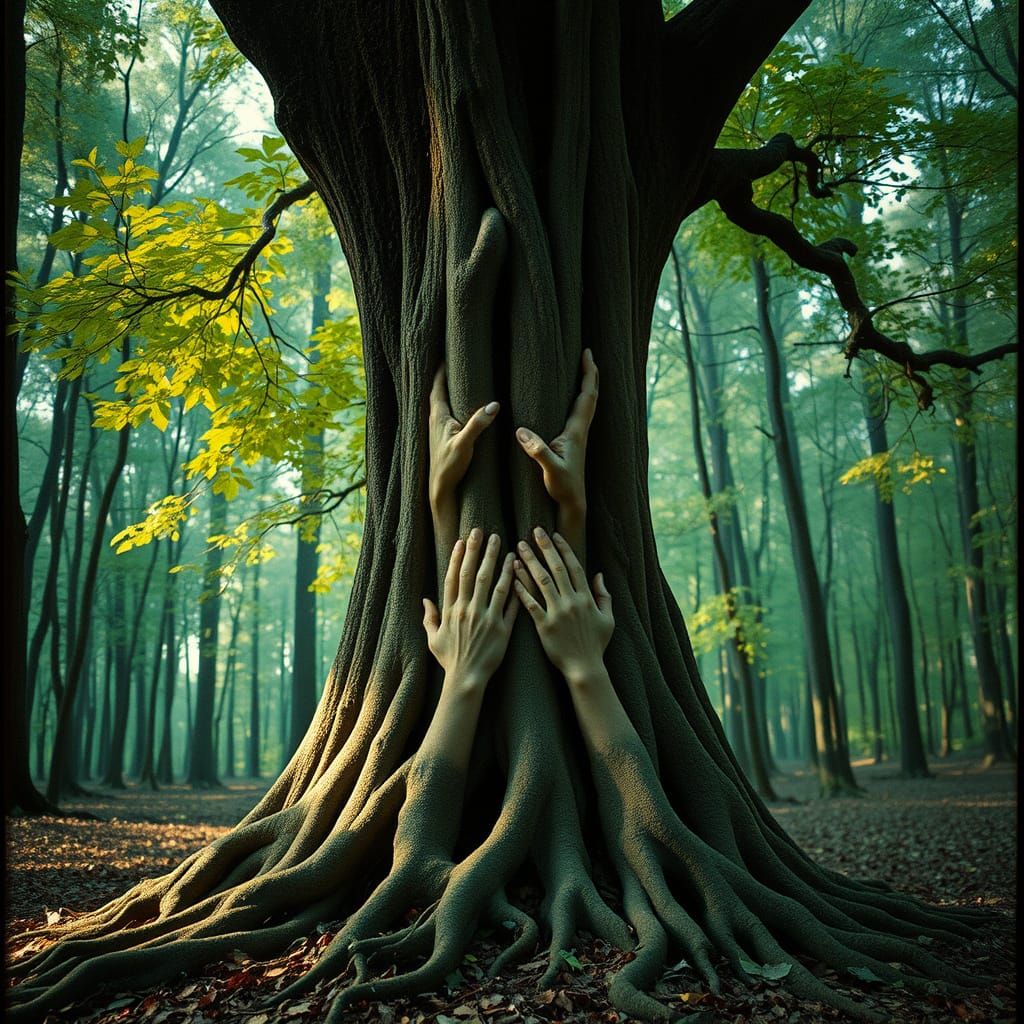 Humanity Entwined with Nature in an Enchanted Forest