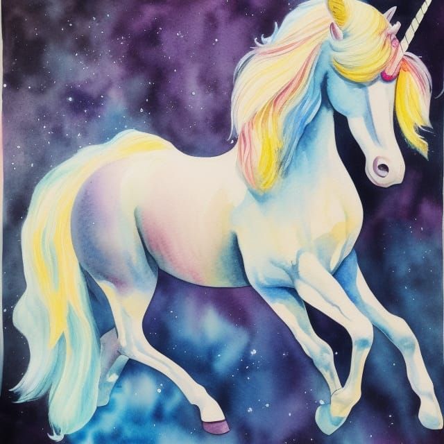 Watercolor Painting of a Unicorn