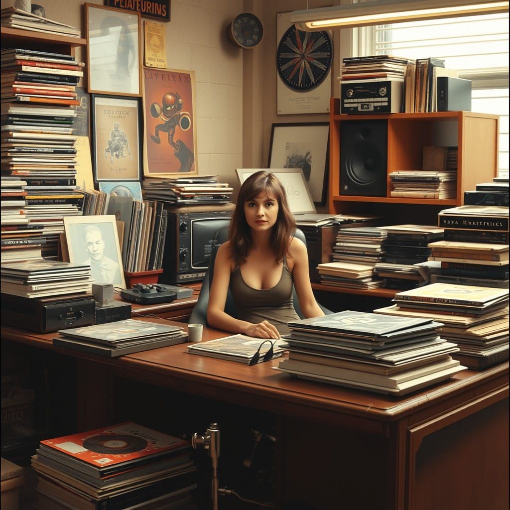 Vintage Office Sanctuary in Retro-Futuristic Style