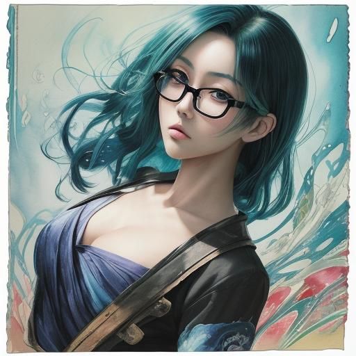 Japanese Manga Model in Gouache Style