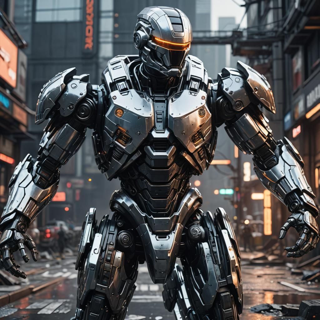 Robocop in 8K Resolution with Polished Metal Finish