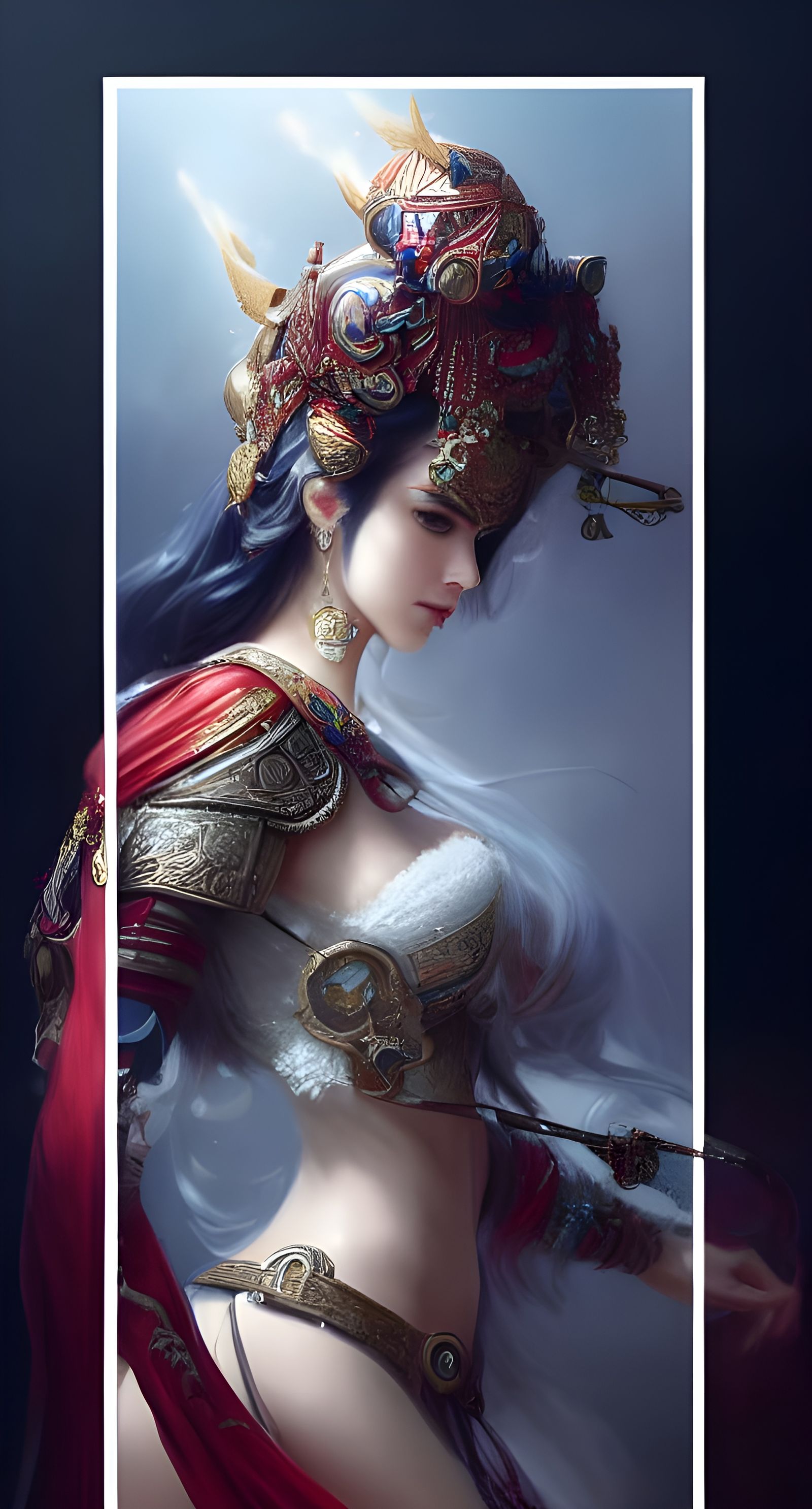 Detailed Persian Queen in Kimono, Digital Art