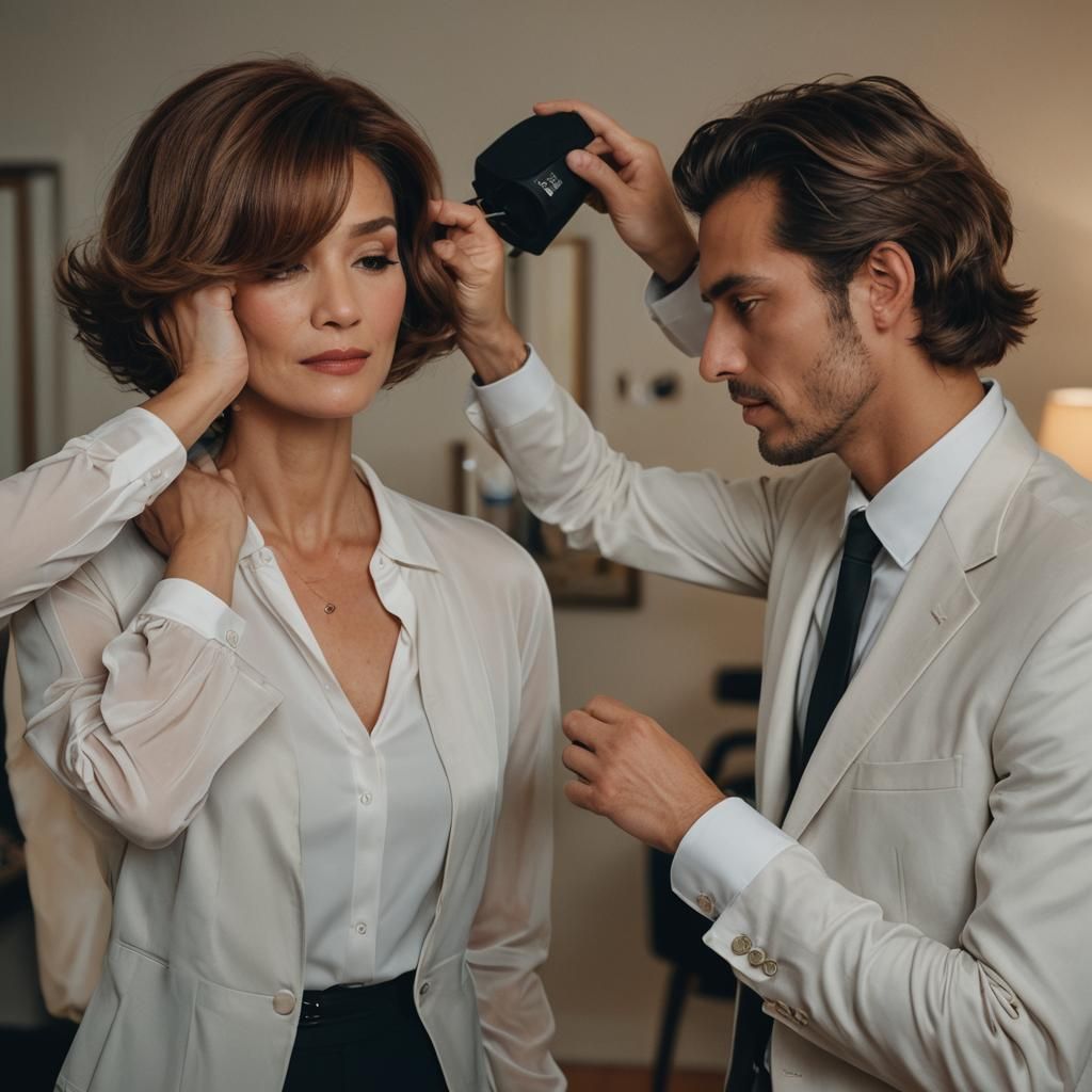 Man Embracing Identity with Wife's Support in Elegant Evenin...