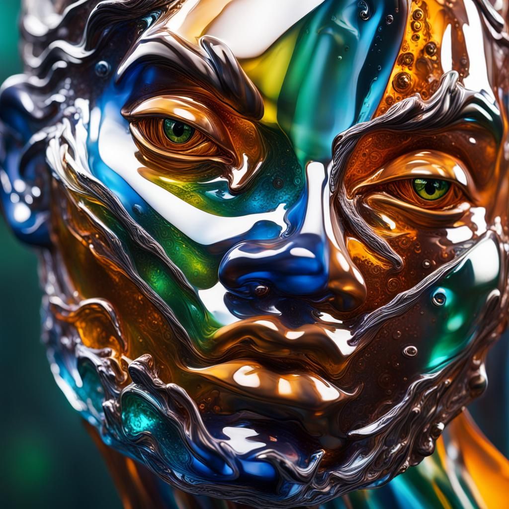 Hyperrealistic Glass Sculpture in Splash Art Style