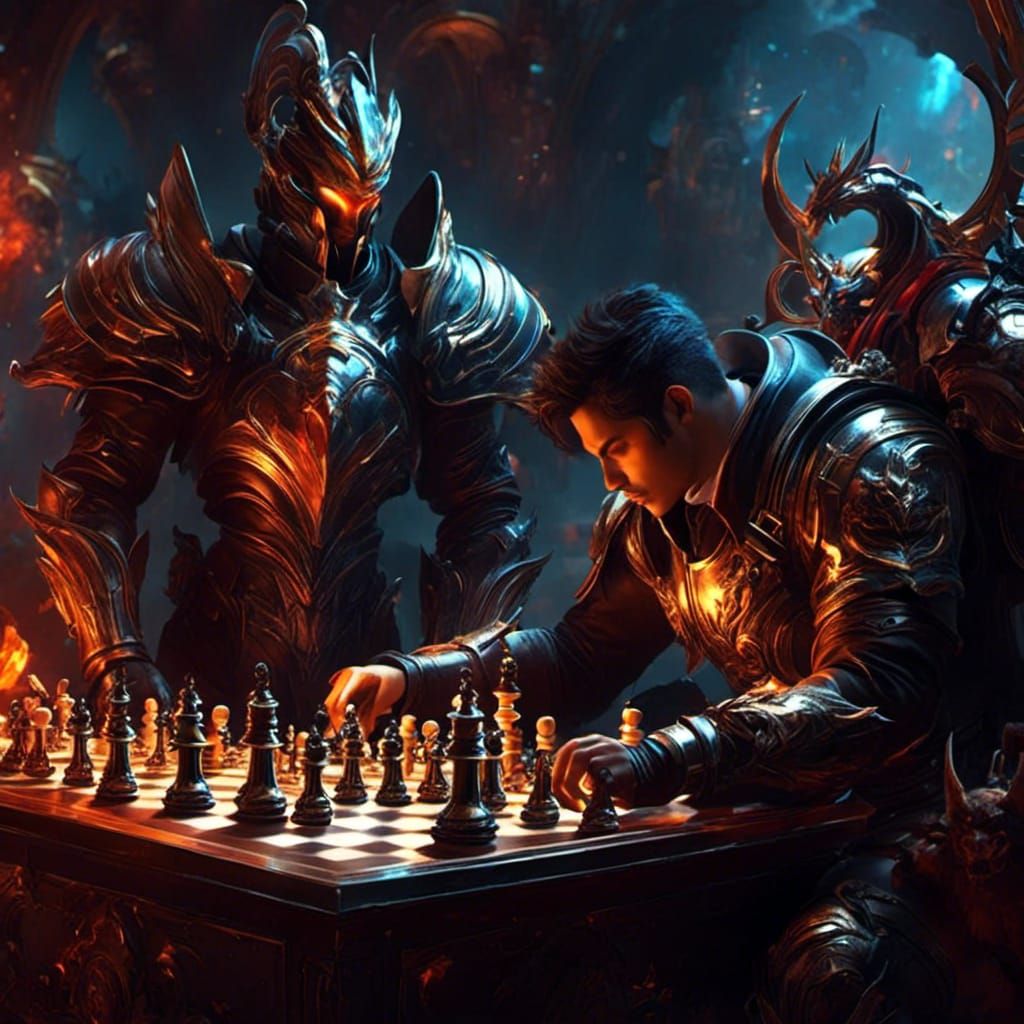 Demonic Chess Game in Digital Fantasy Art