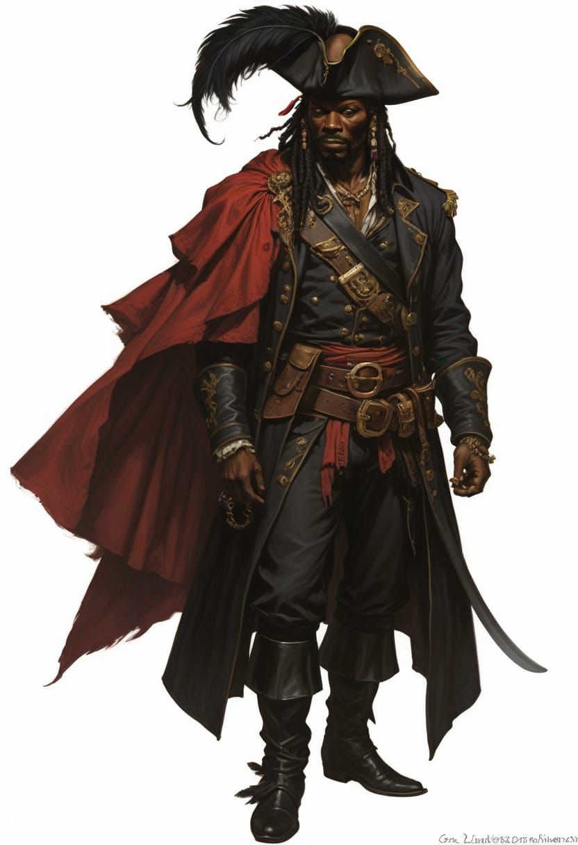 Sinister Black Pirate of the 18th Century