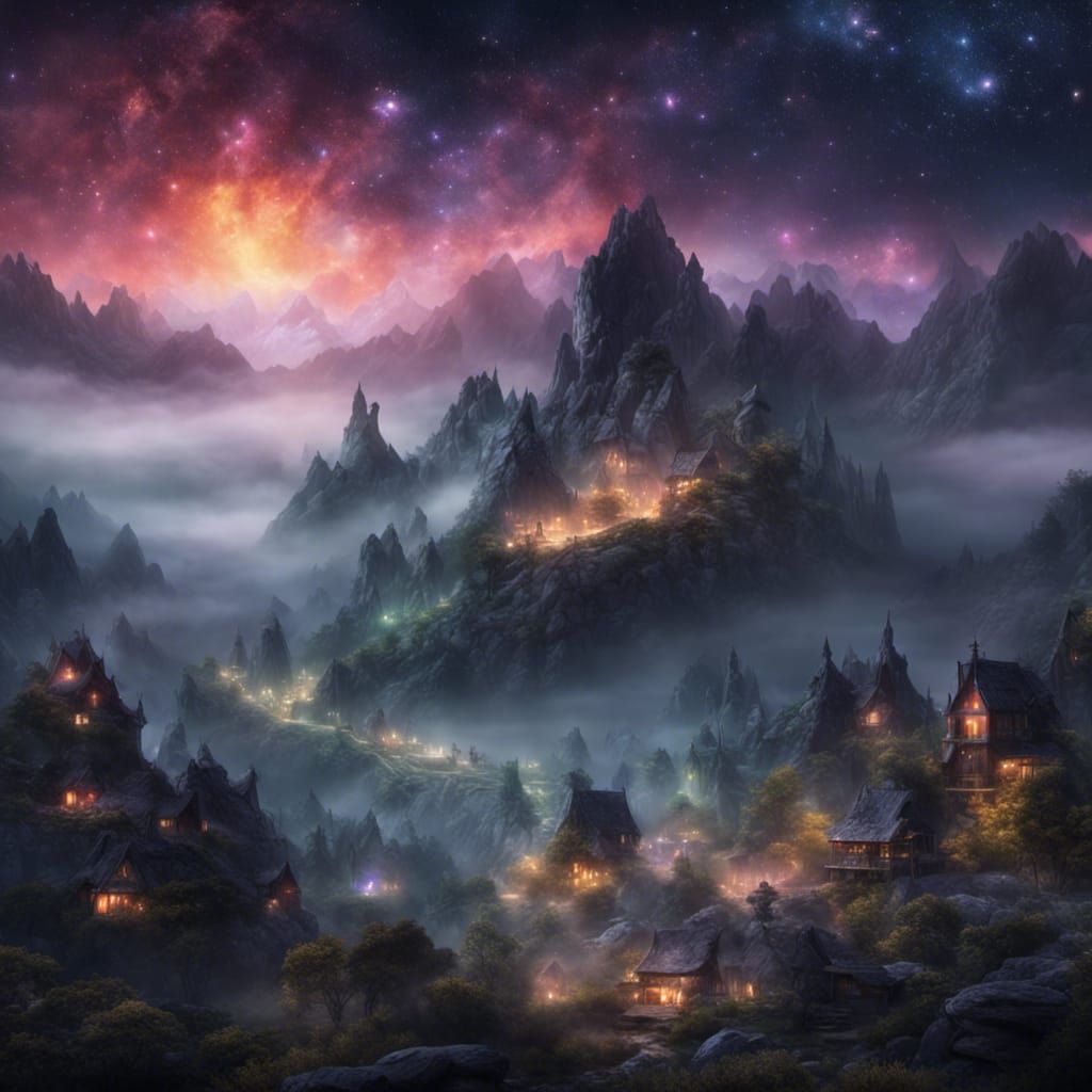 Misty Mountains: Elven Village at Night