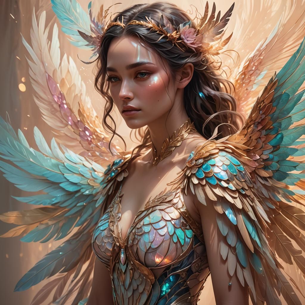 Magical Woman Transformation with Iridescent Wings