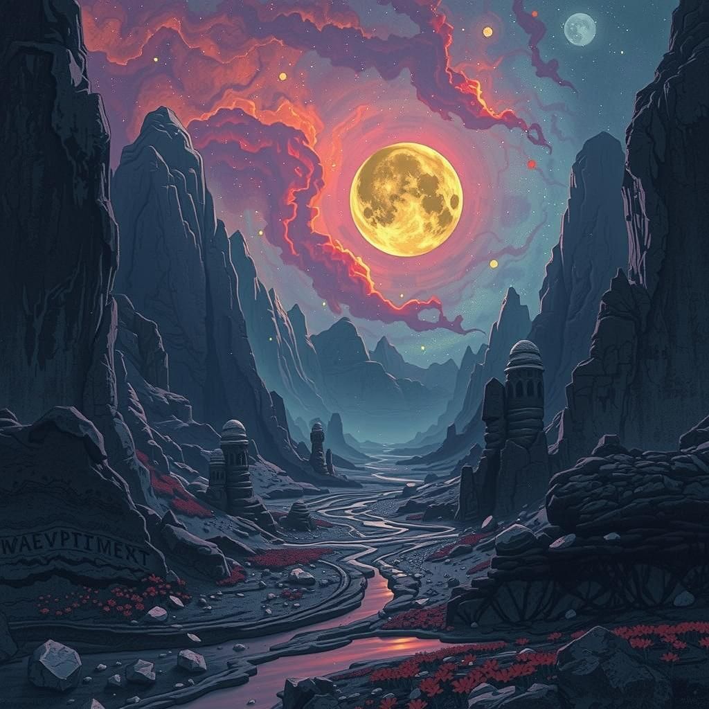 Alien Landscape in Post-Impressionist Style