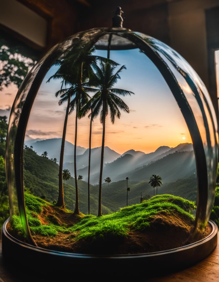 Kerala Nature Scene Inside a Glass Terrarium