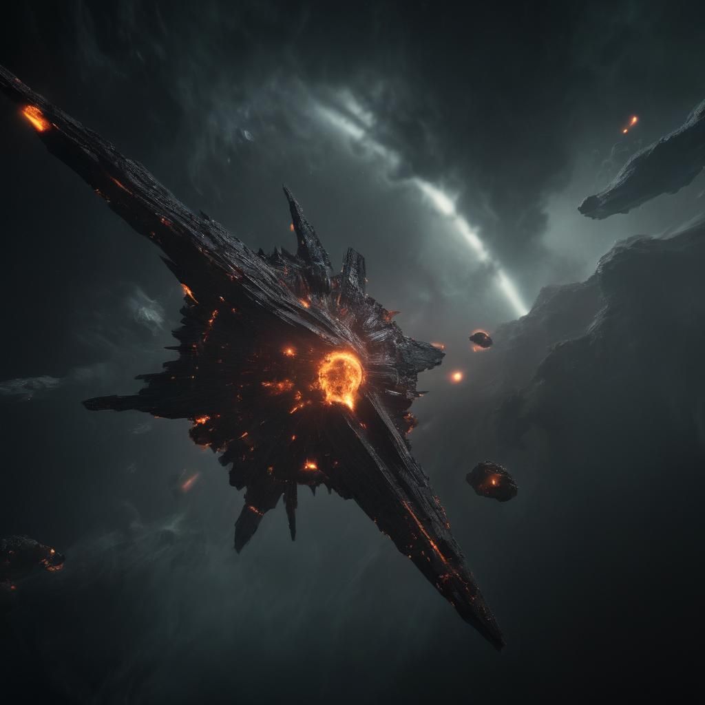 Spaceship Navigates Hostile Alien World in Film Still