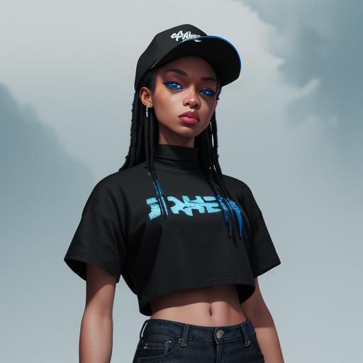 American Girl in Graffiti Scene, Digital Airbrush Art