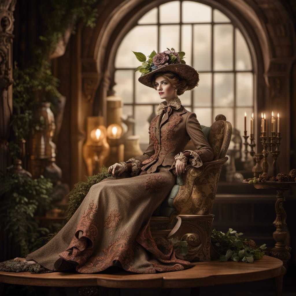 Vines Enshroud Mannequin in Storybook Watercolor Style