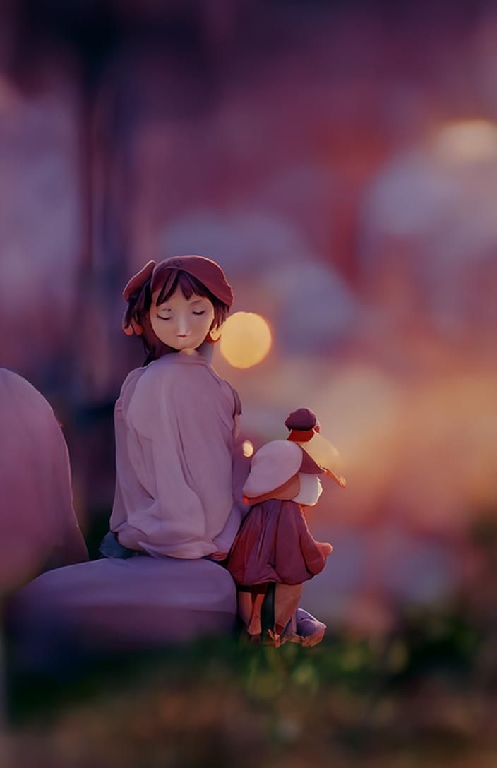 Two Friends Holding Hands, Studio Ghibli Concept Art