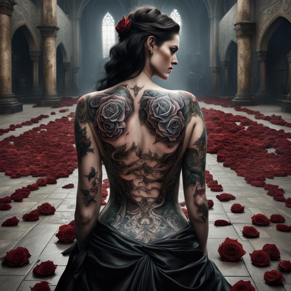 Floor Jansen (Nightwish) With Rose and Peace Tattoo