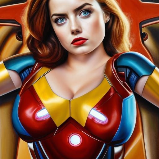 Pinup Iron Man Portrait in Oil on Canvas