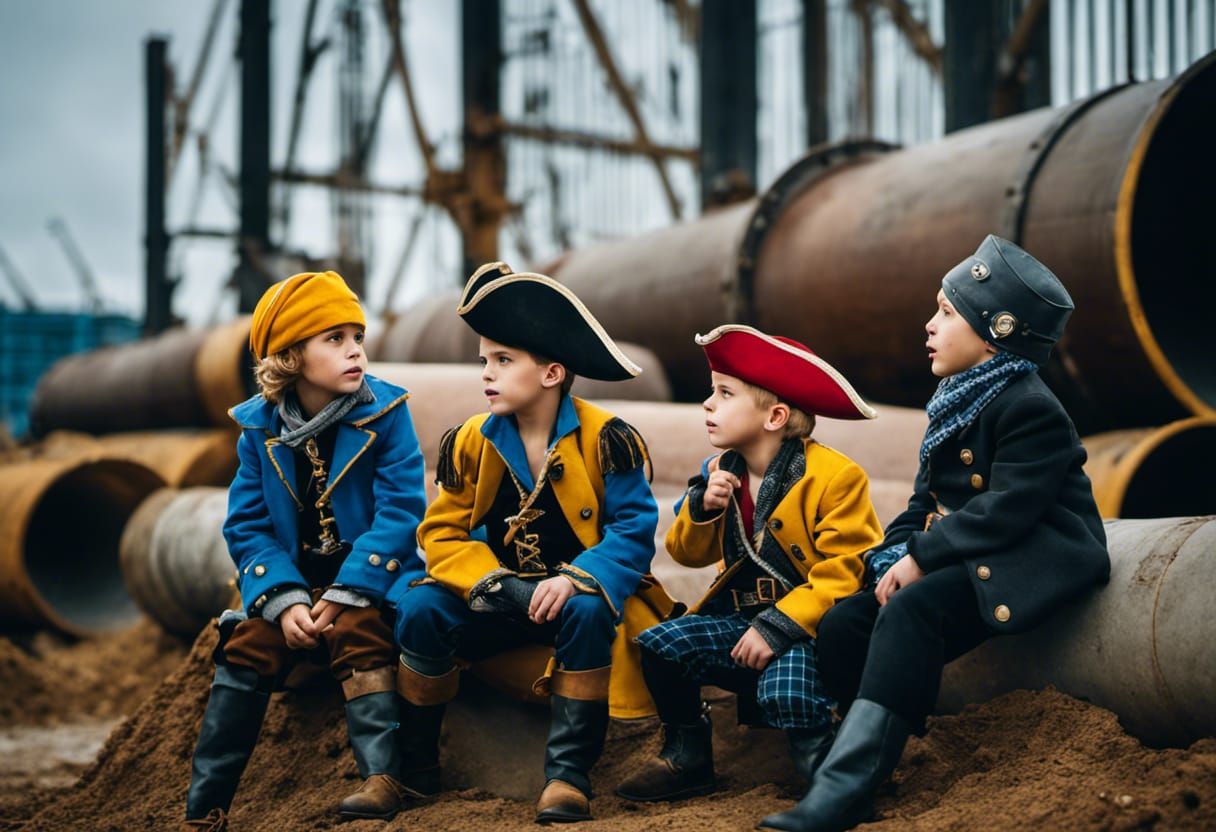 Boys' Secret Pirate Meeting at Construction Site
