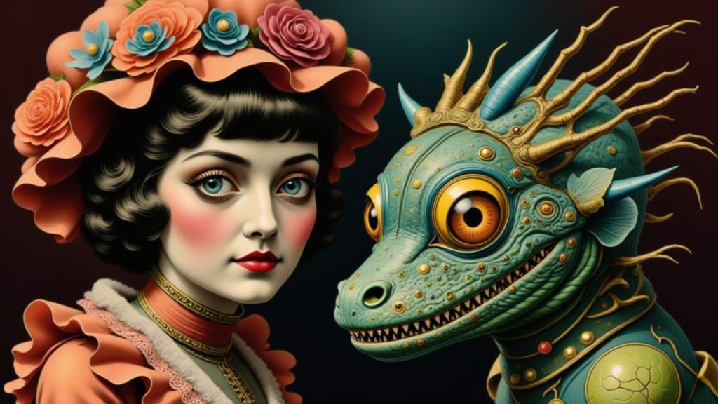 Elegant Couple Portrait in Art Nouveau Style