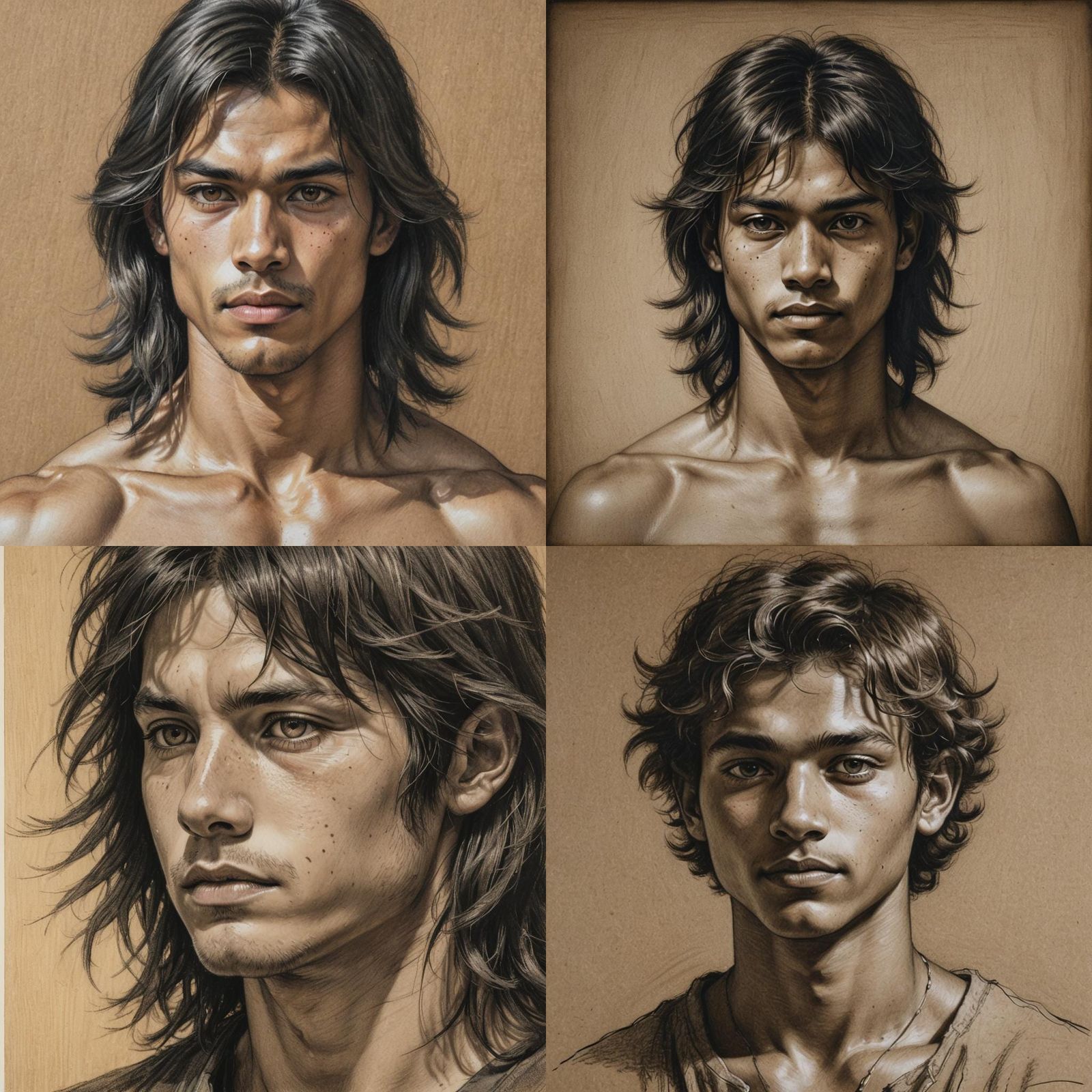 Hyperdetailed Charcoal Drawing of a Handsome Teenager