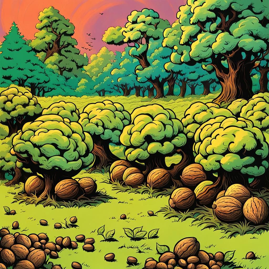 Many psychedelic walnuts