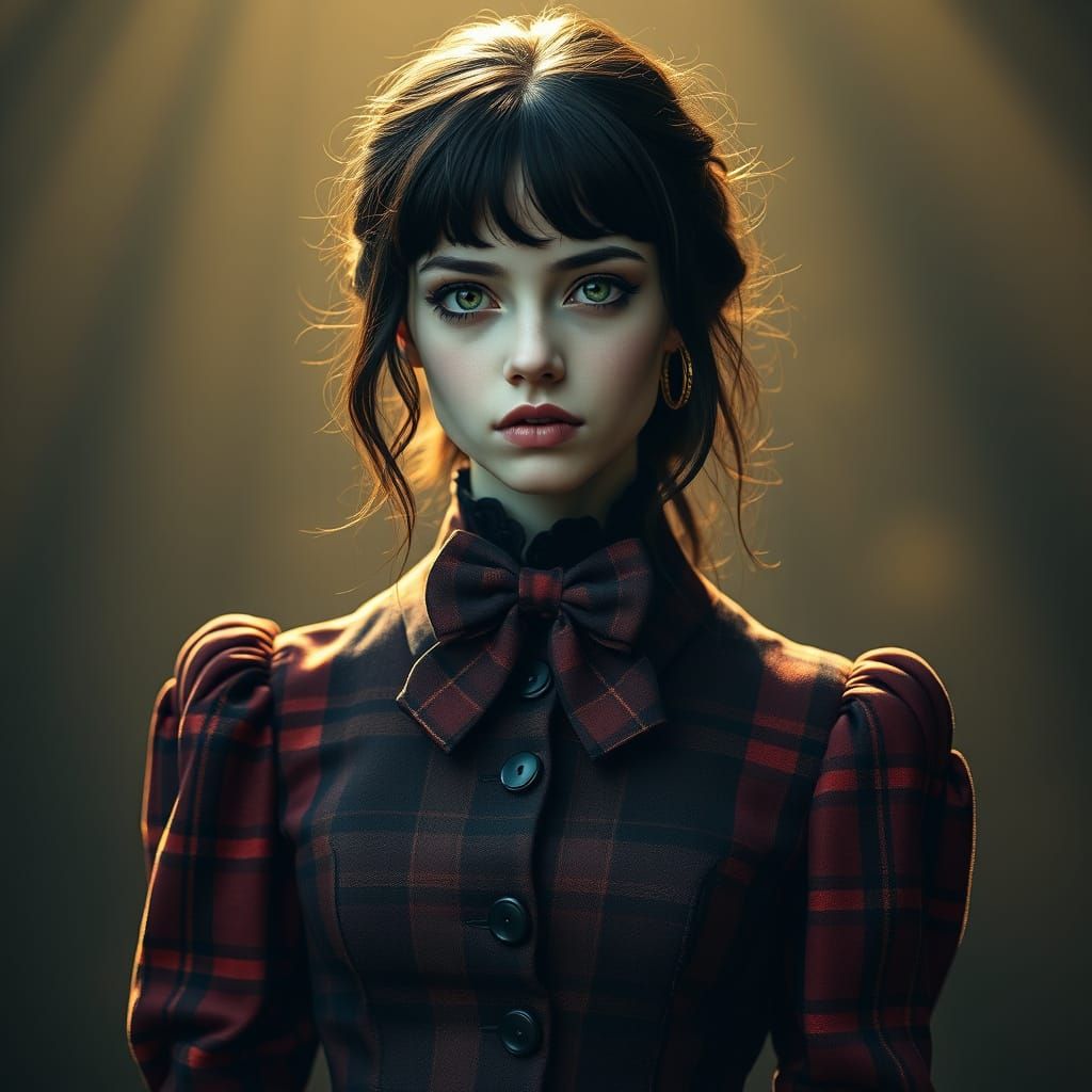 Gothic Victorian Elegance in Rich Plaid Hues