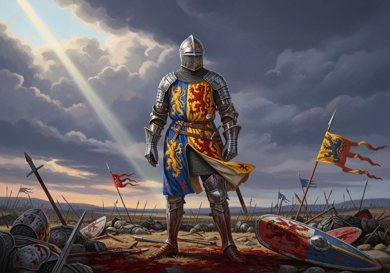 Knight on Battlefield in Gouache Style