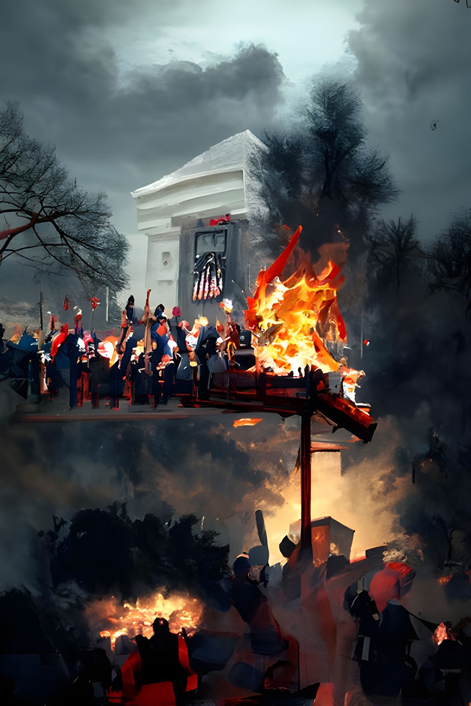 Constitution Ablaze: January 6th Insurrection in Neon