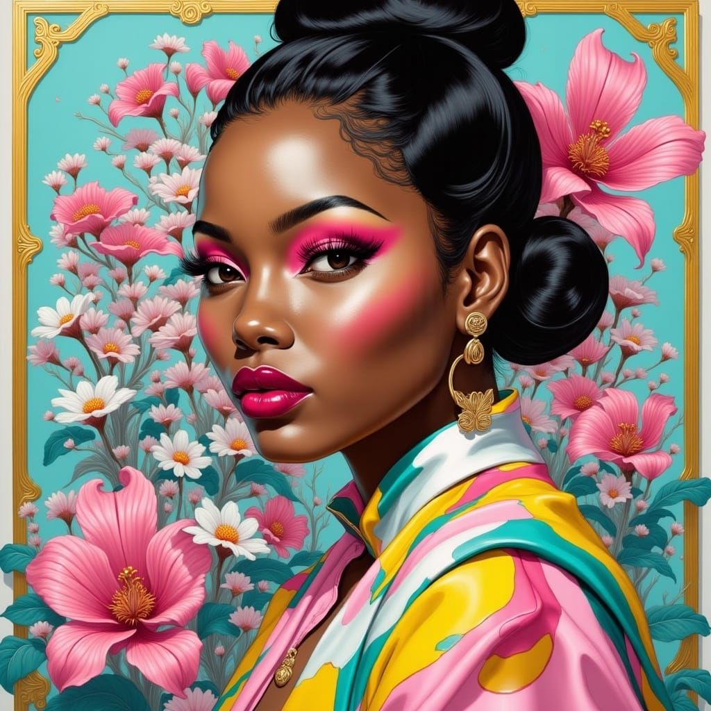 <lora:Pink Teal Surreal V5:1.0> #black-woman