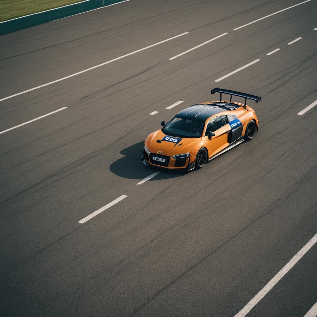 Audi R8 at Racetrack: Cinematic Film Still