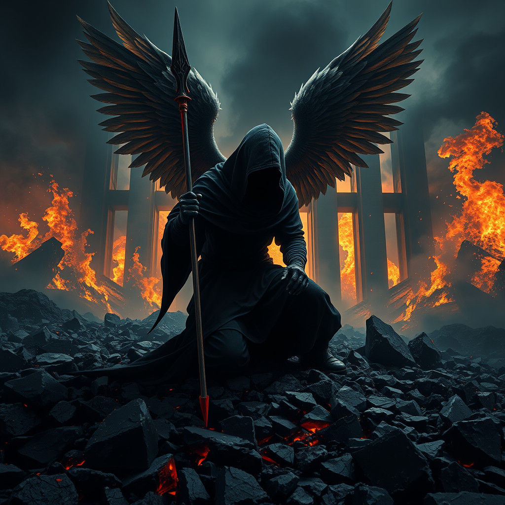Fallen Angel at Heaven's Gate: Dramatic Matte Painting