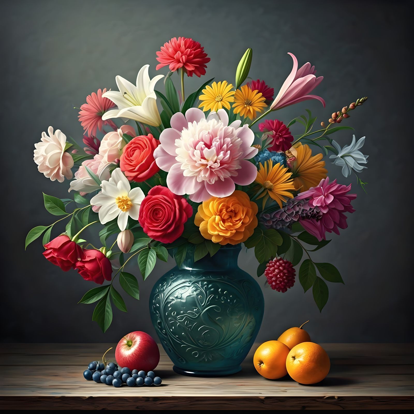 Vibrant Floral Still Life in Dutch Golden Age Style