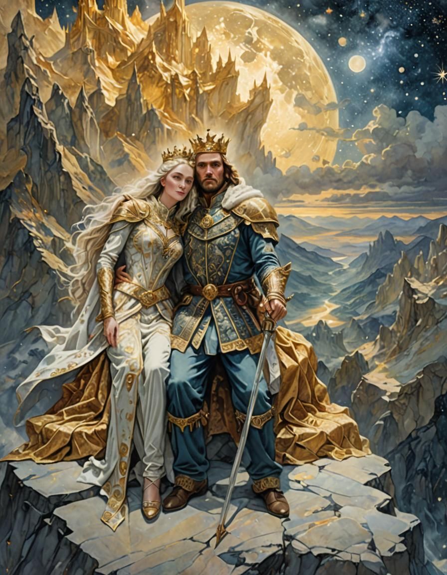 Regal King and Queen on Mystical Mountain