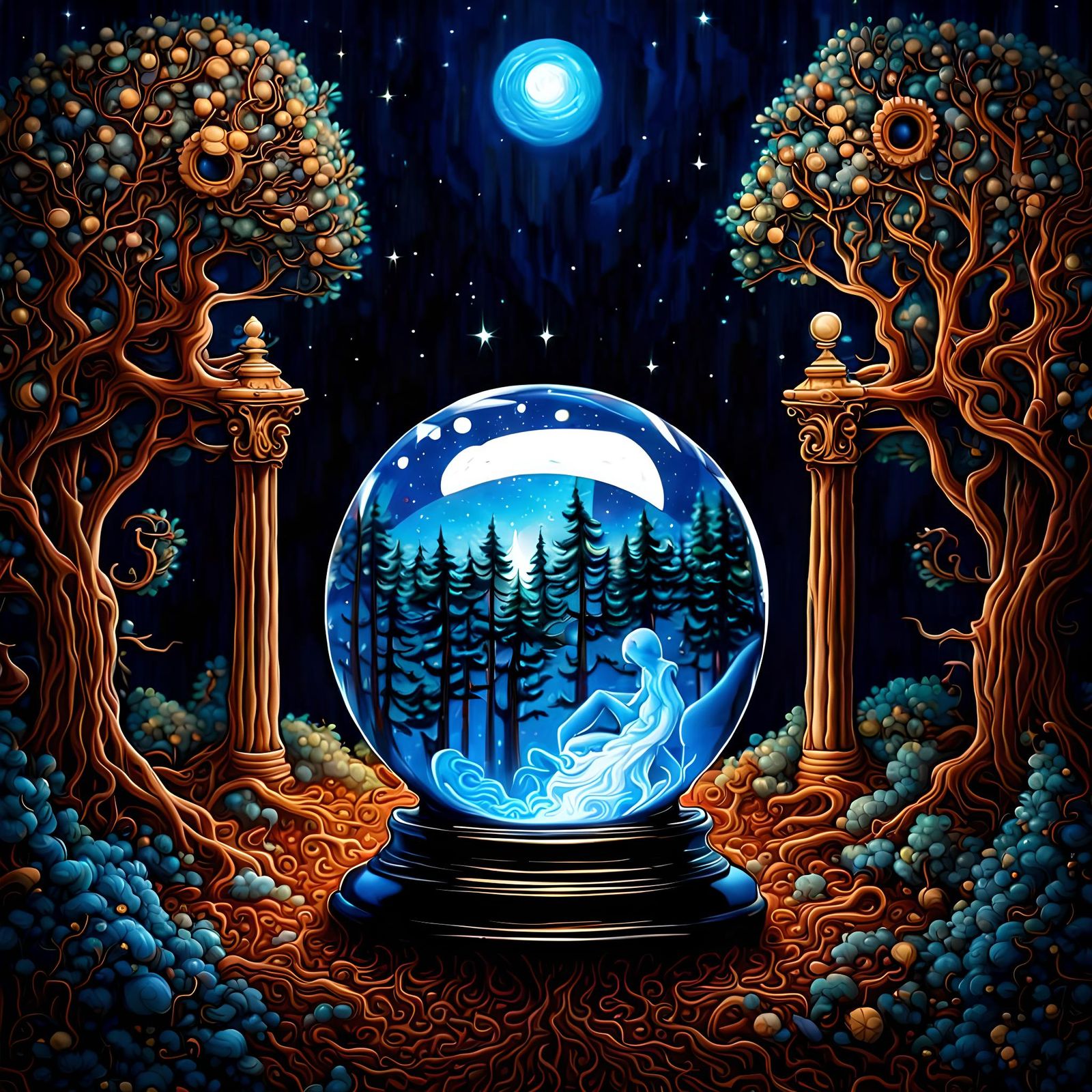 Crystal Ball Reflecting Piercing Eyes in 3D