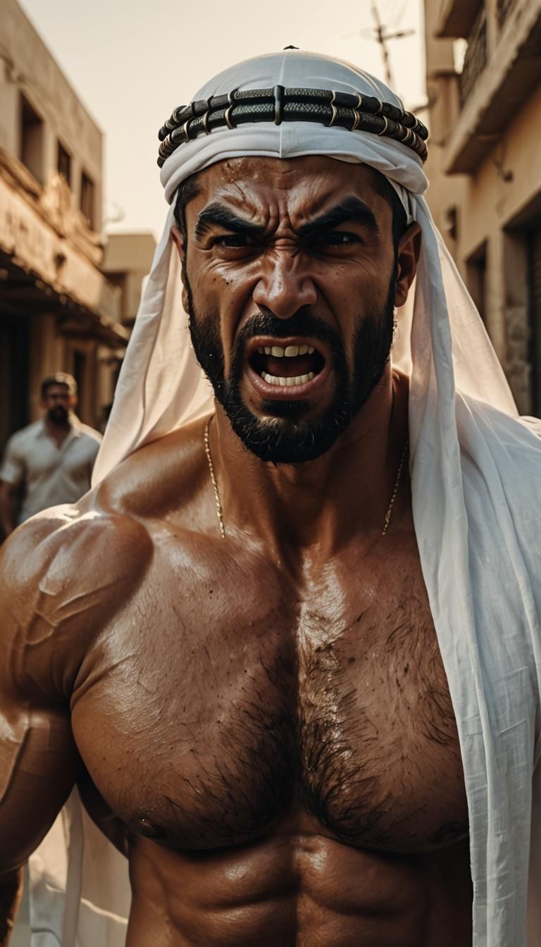 Arab Bodybuilder in Film Noir Style