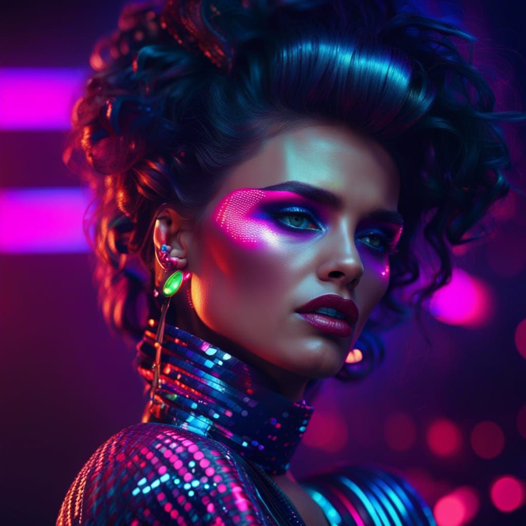 Neon 80s Disco Fashion: Digital Matte Painting