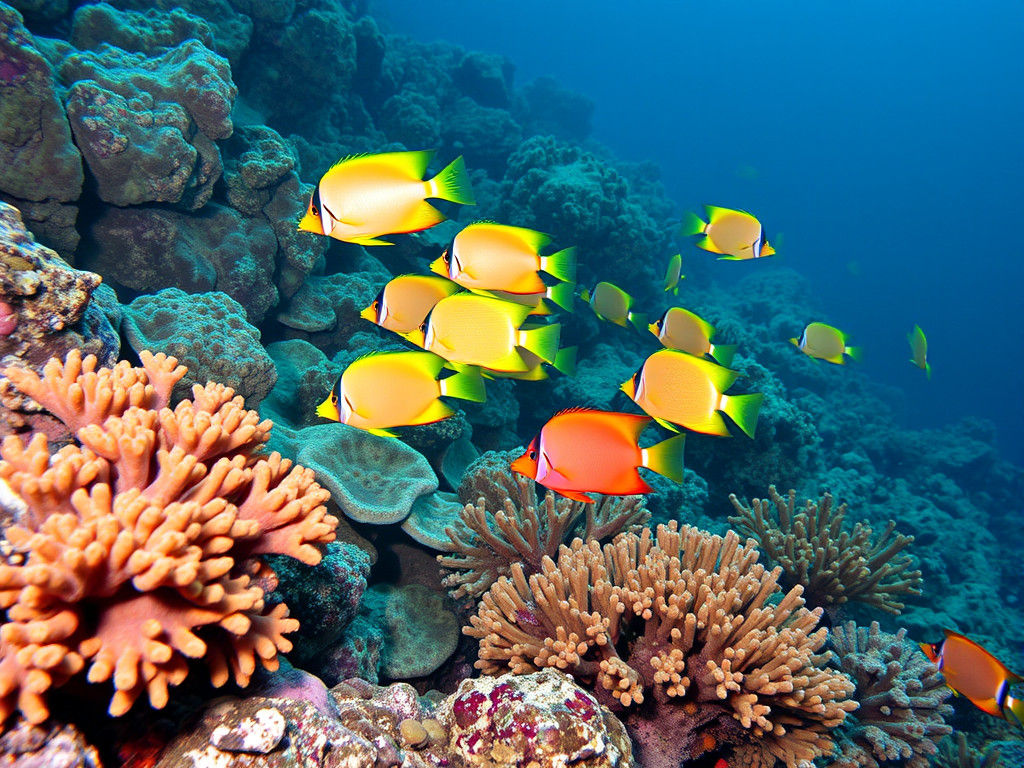Colorful Tropical Fish Swimming Among Coral