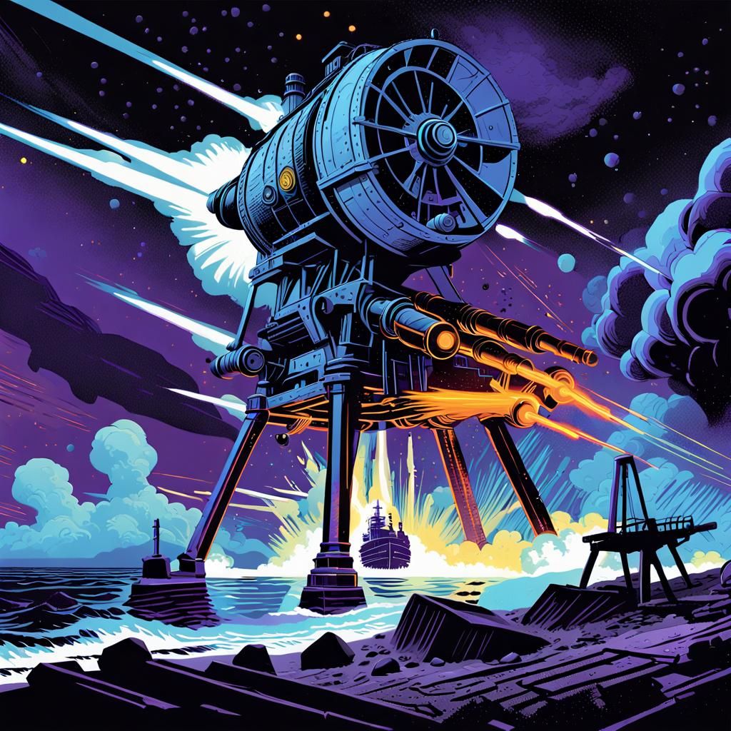 Steamship Destroys Martian Tripod in Dieselpunk Sci-Fi