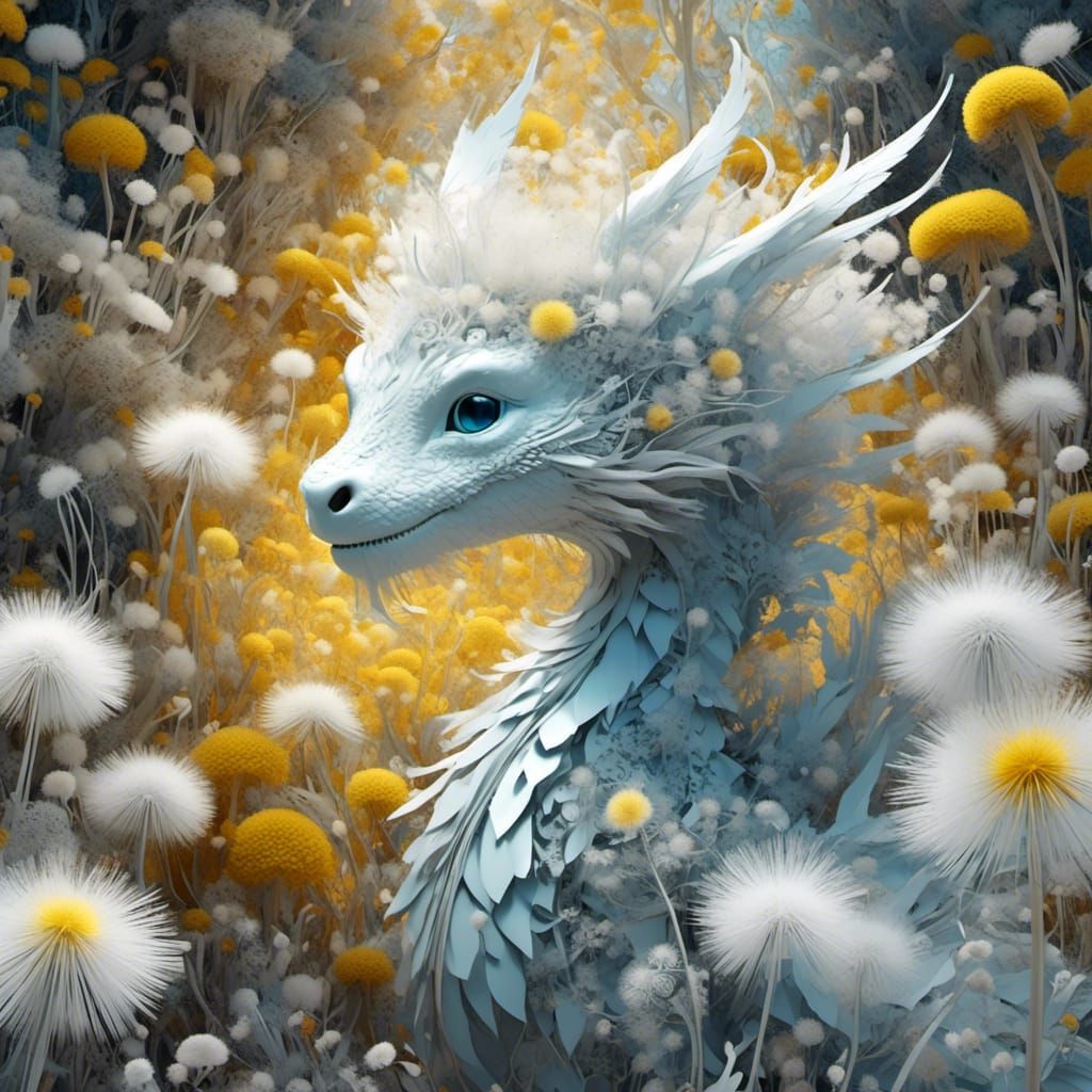 Dragon and Dandelions in Art Nouveau Thermal Imaging