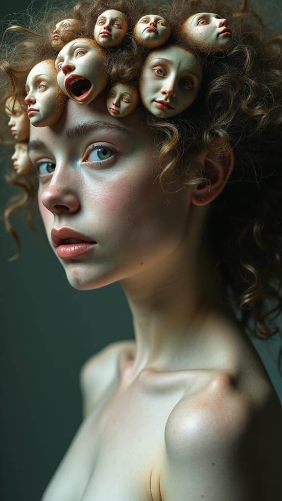 Ethereal Beauty: Grotesque Faces in Porcelain Skin