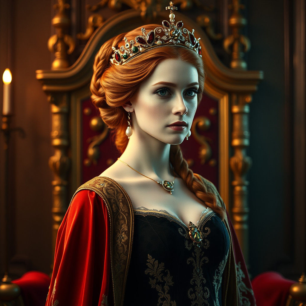 Queen Alizee: Hyper-Realistic Medieval Portrait in Opulent T...
