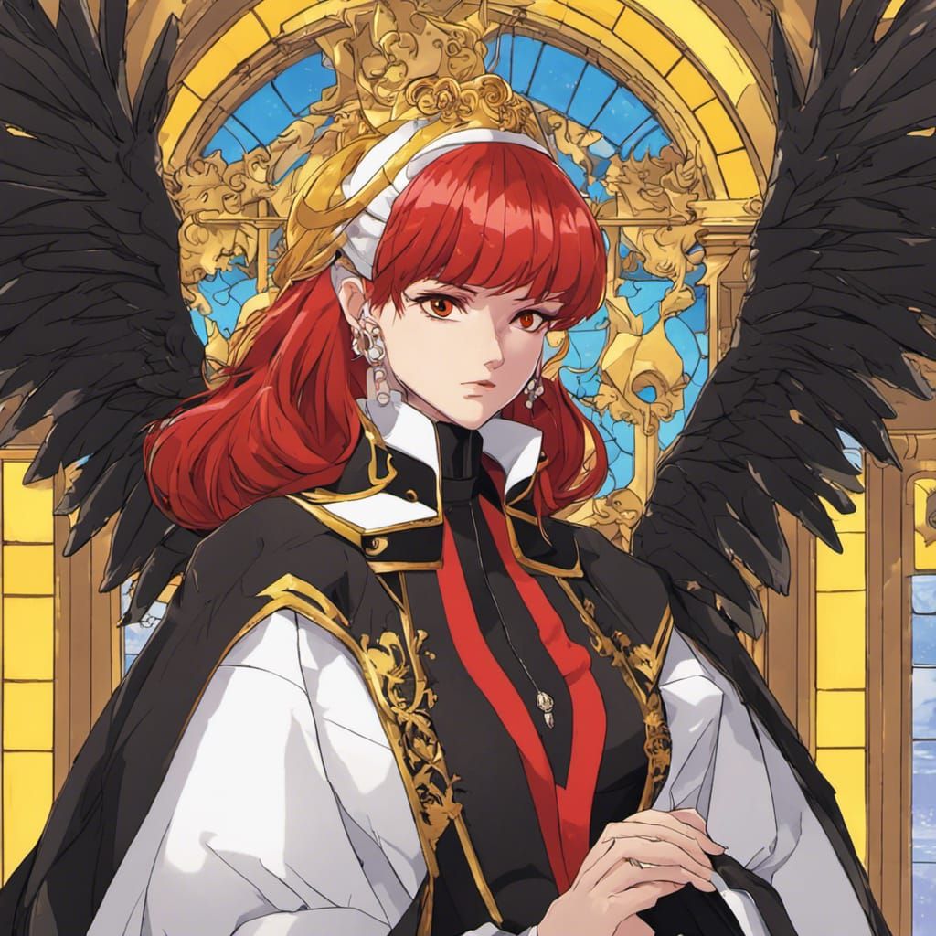 Winged Figure in Baroque Coat, Anime Style