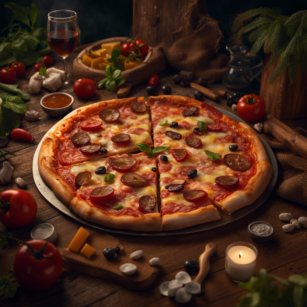 Realistic Pizza with Cheese in 8K Resolution