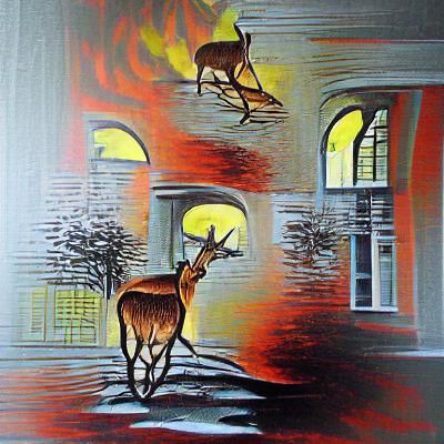 Deer-Headed Janitor in Art Museum: Matte Painting