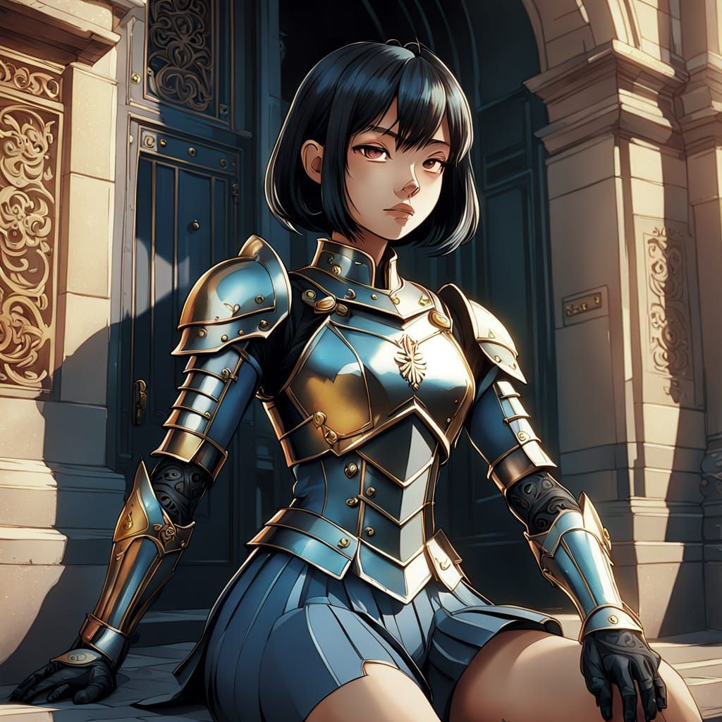 Medieval Knight Templar Woman in Renaissance Palace Aestheti...