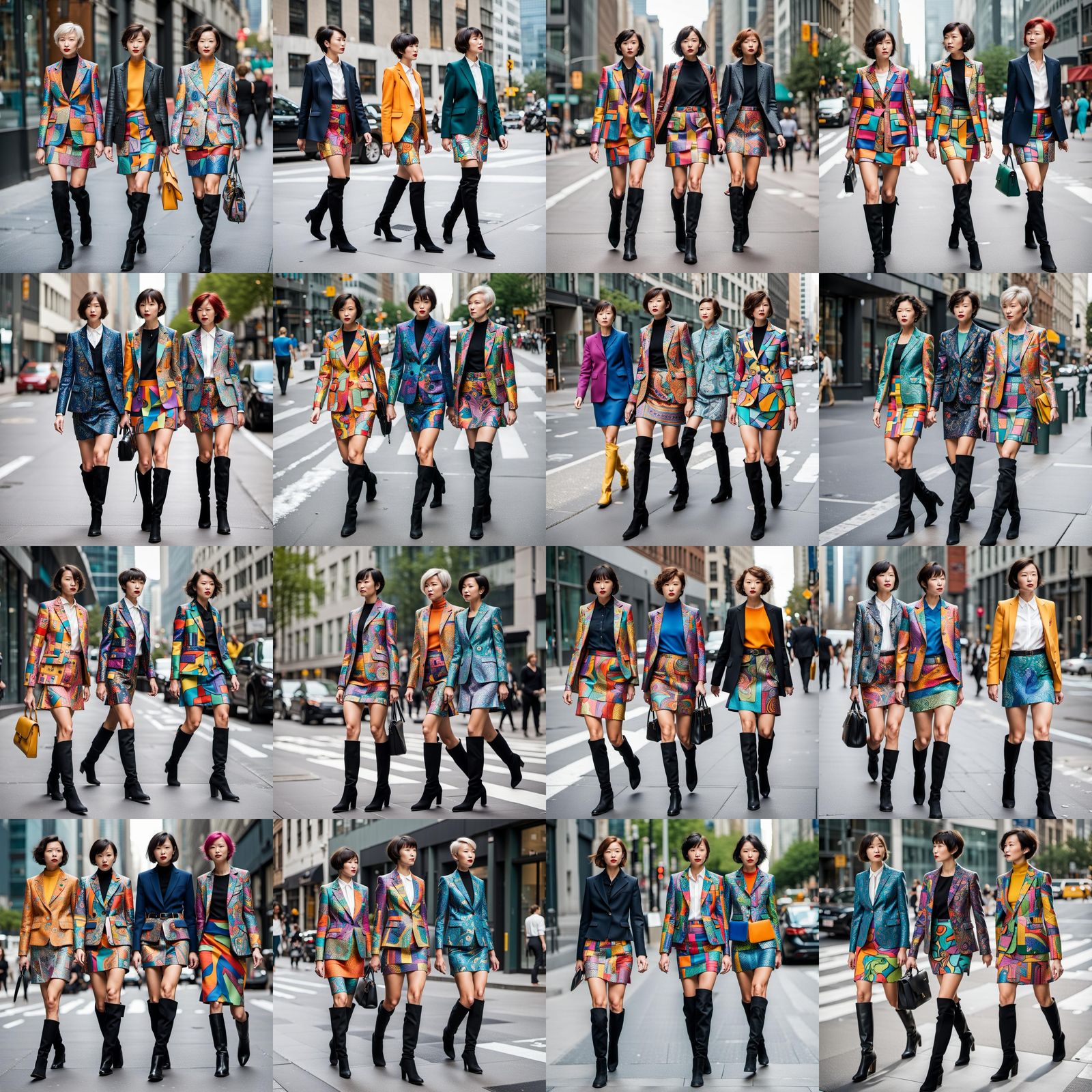 Businesswomen in Colorful Doodle Suits