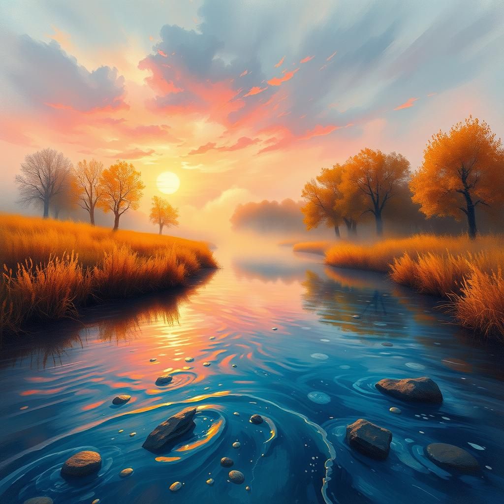 Van Gogh Inspired Pool of Water Impasto Painting