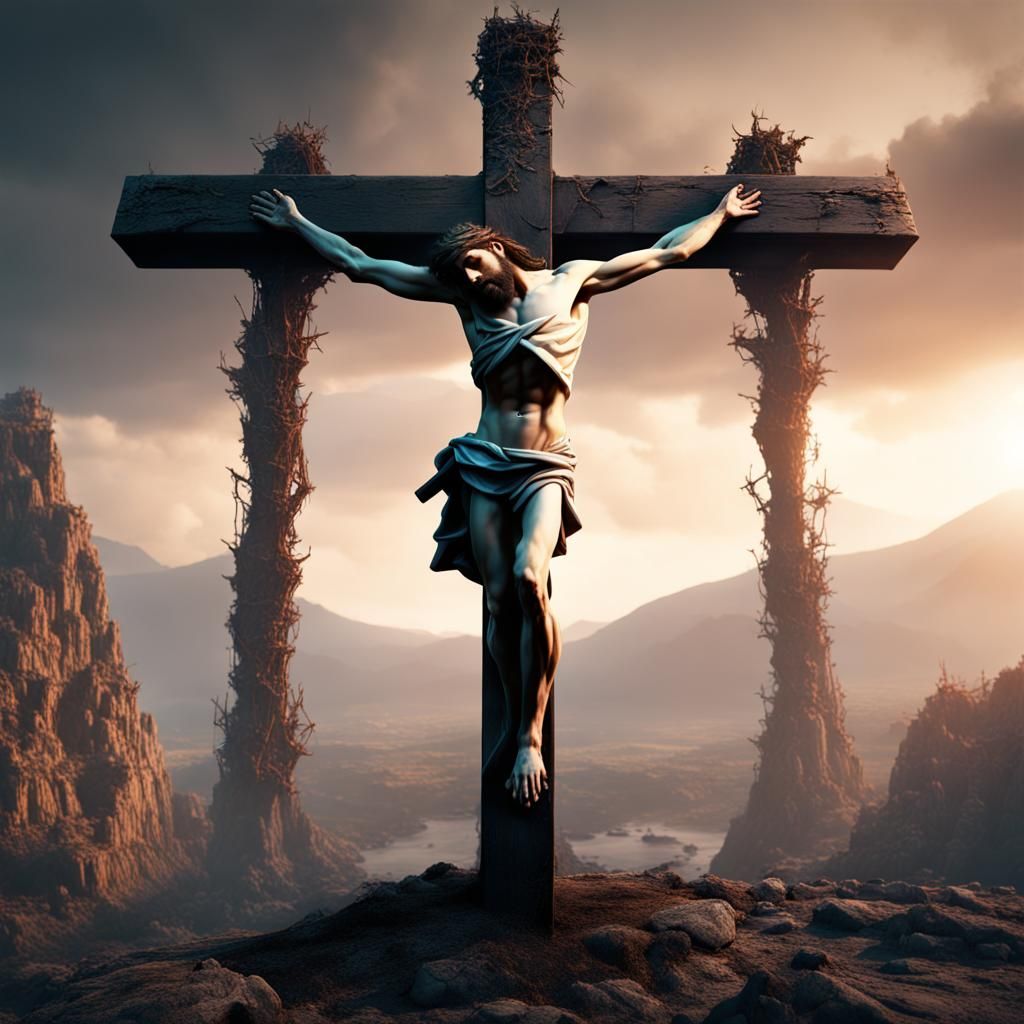 Jesus on the Cross: Detailed Matte Painting